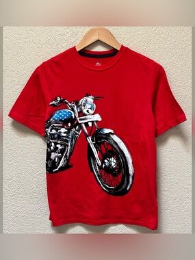 Boy Patriotic 4th of July Motorcycle Theme Shirt Size-XL 14-16